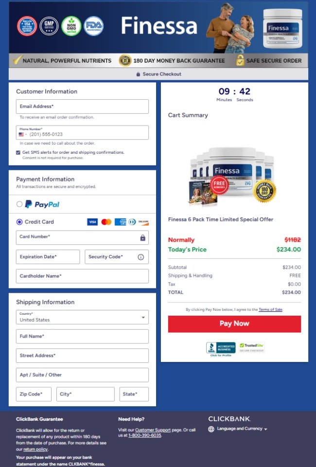 Finessa Official Website Secure Order Page
